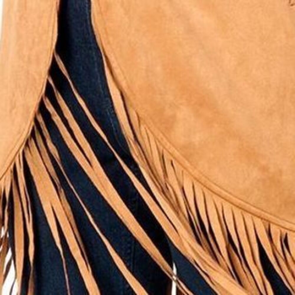 SUNNYLiFE Women's Jacket Sz L by Carolyn Pollack Faux Suede Fringe Brown A657361 - Picture 2 of 4